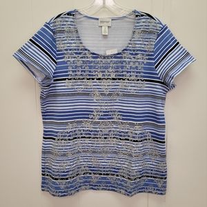Zenergy by Chico's Foil Scroll Stripe Tee